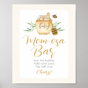 Mom-osa Bar Honey Bee Baby Shower Table Sign