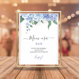 Mom-osa Bar It's A Boy Blue Hydrangea Baby Shower Poster