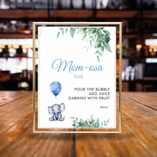 Mom-osa bar It's a Boy Elephant Baby Shower Poster