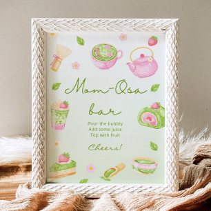 Mom-Osa Bar Matcha Tea Pink Baby Shower Poster