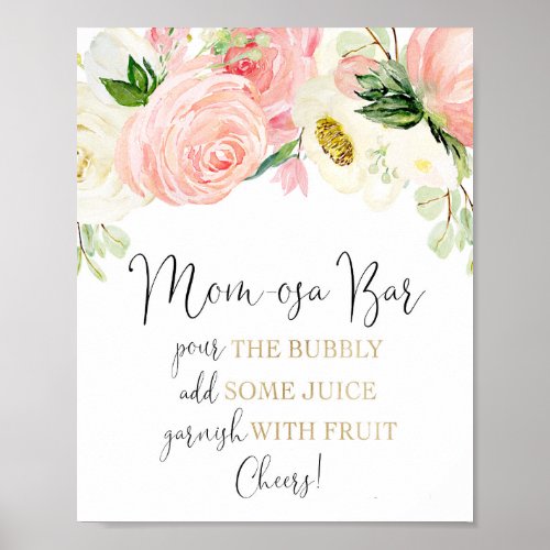 Mom_osa bar mimosa bar pink gold floral poster