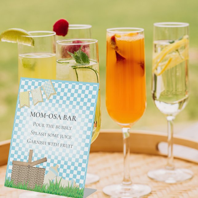 Mom-osa Bar Picnic Baby Shower Pedestal Sign (Creator Uploaded)