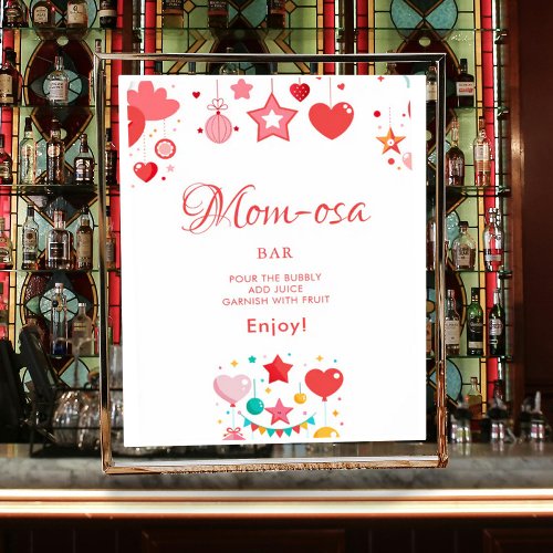 Mom_osa Bar Red Girl Stars Sprinkle Baby Shower Poster