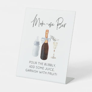 Mom-osa Bar Sign for Baby Shower Blue