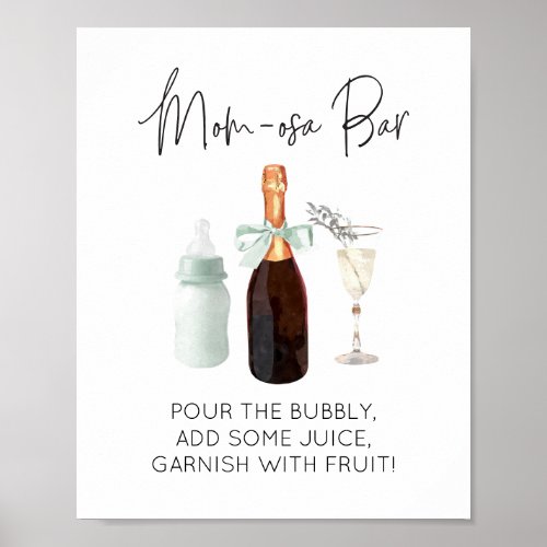 Mom_osa Bar Sign for Baby Shower Green Sip  See