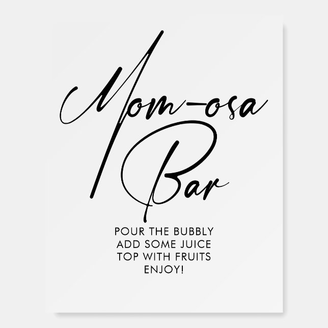 Mom-osa Bar Sign For Your Baby Shower (Front)