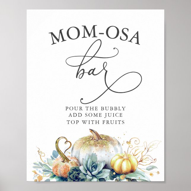 Mom-osa Bar Sign Succulents Pumpkins Baby Shower (Front)