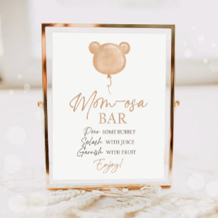 Mom-osa Bar Teddy Bear Balloon Birthday  Poster