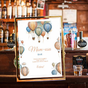 Mom-osa Hot Air Balloons Pastel Boy Baby Shower Poster