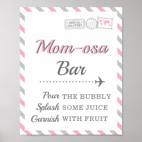 Mom_osa Mimosa Bar Drink Travel Airplane Party Poster