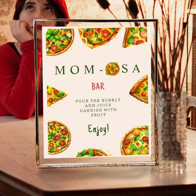Mom-osa Oh Baby Pizza Tomatoes Olivia Baby Shower Poster (Creator Uploaded)