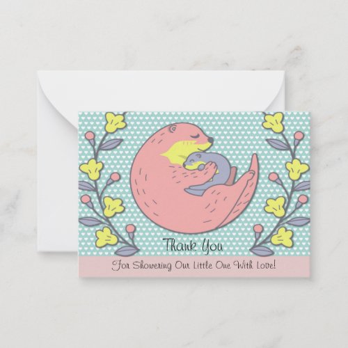 Mom Otter And Her Baby Thank You Card