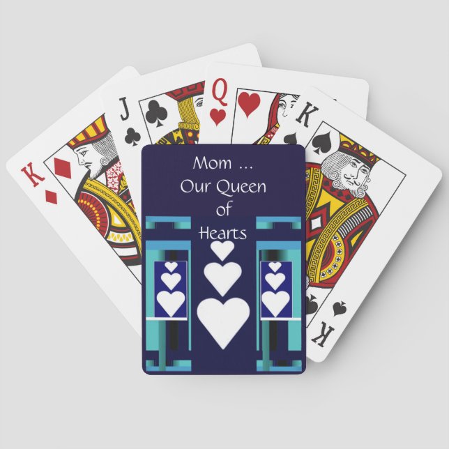 MOM, Our Queen of Hearts Playing Cards/Blue Poker Cards (Back)