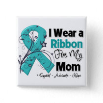 Mom - Ovarian Cancer Ribbon Pinback Button