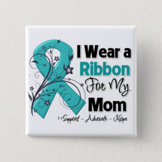 Mom - Ovarian Cancer Ribbon Pinback Button