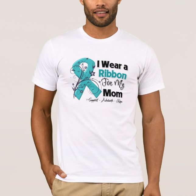Mom - Ovarian Cancer Ribbon T-Shirt (Front)