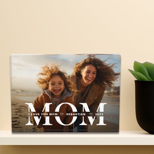 Mom overlay with kids names mothers day photo block