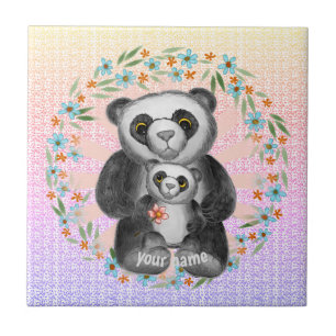 Mom Panda Bear Love Ceramic Tile
