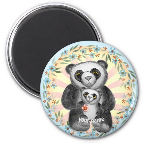 Mom Panda Bear Love custom name magnet 
