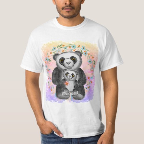Mom Panda Bear Love custom name T_Shirt