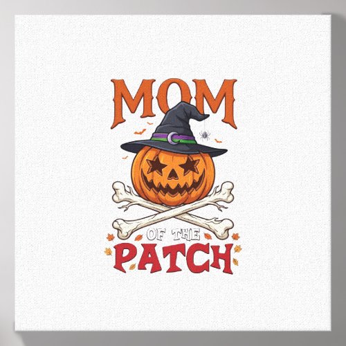 Mom Patch Halloween Pumpkin Witch Hat Crossbones_1 Canvas Photo Tile