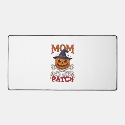 Mom Patch Halloween Pumpkin Witch Hat Crossbones_1 Desk Mat