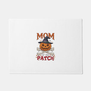 Mom Patch Halloween Pumpkin Witch Hat Crossbones_1 Doormat