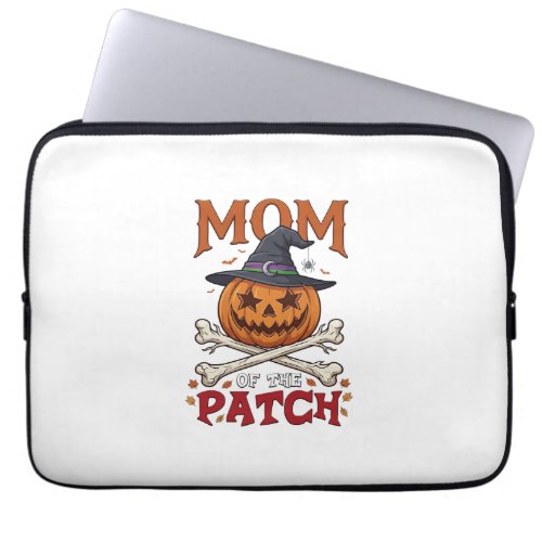 Mom Patch Halloween Pumpkin Witch Hat Crossbones_1 Laptop Sleeve