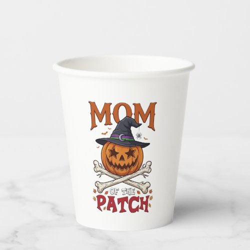 Mom Patch Halloween Pumpkin Witch Hat Crossbones_1 Paper Cups