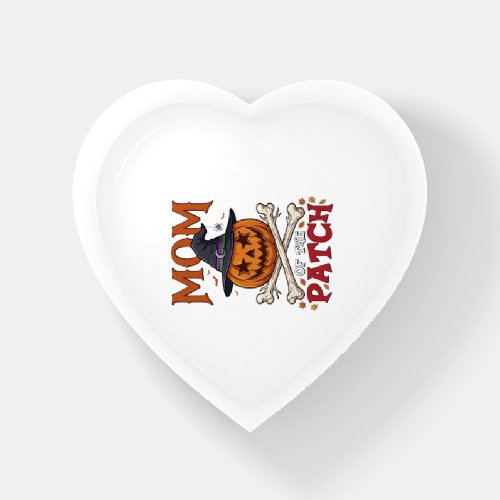 Mom Patch Halloween Pumpkin Witch Hat Crossbones_1 Paperweight