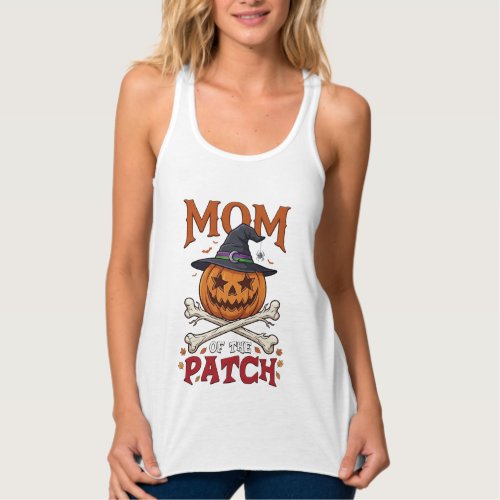 Mom Patch Halloween Pumpkin Witch Hat Crossbones_1 Tank Top