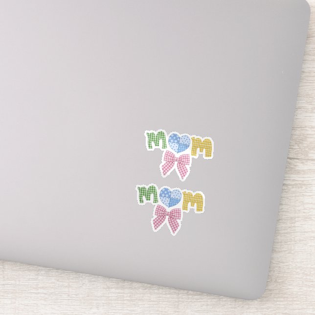 Mom Patchwork Mother's Day Die Cut Vinyl Stickers (Detail)