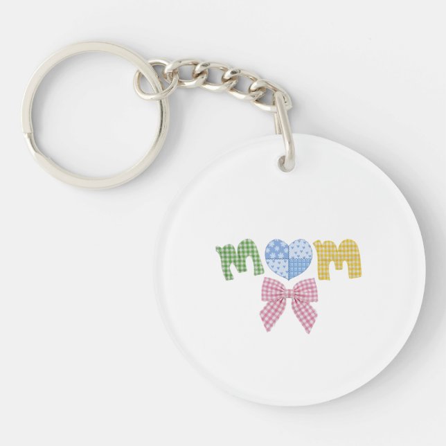 Mom Patchwork Mother's Day Gift Custom Acrylic Keychain (Front)