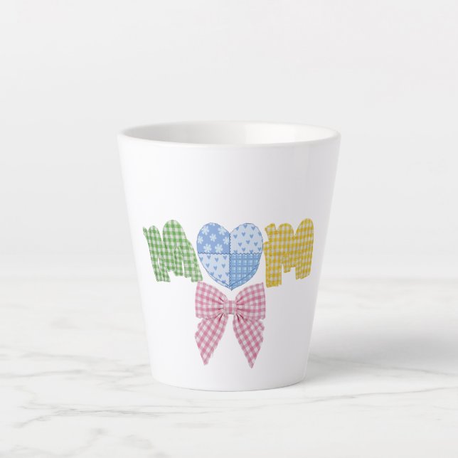 Mom Patchwork Mother's Day Gift Latte Mug (Front)
