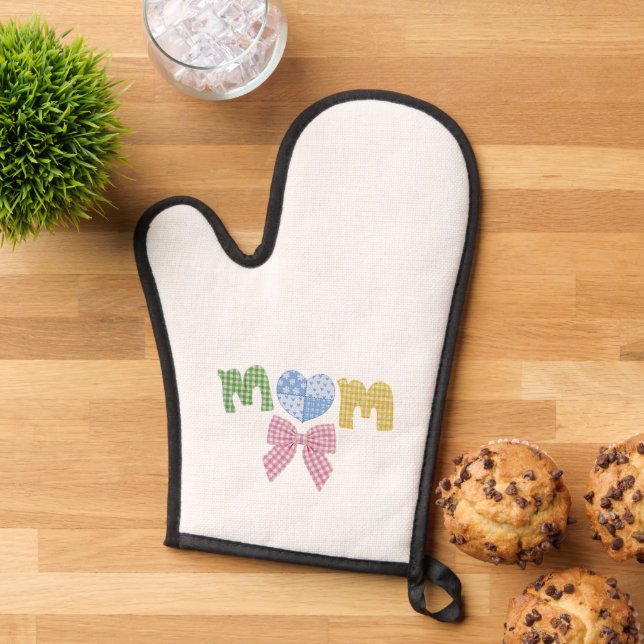 Mom Patchwork Mother's Day Gift Oven Mitt (Top down)