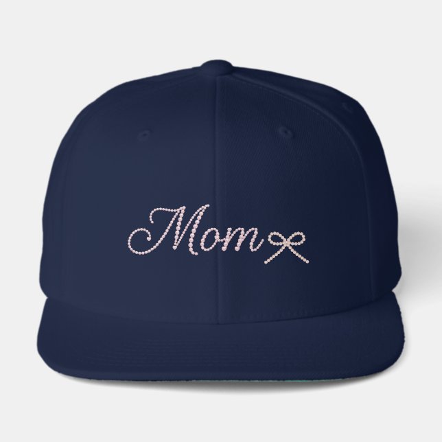 Mom Pearl Script Glam Stylish Hat (Front)