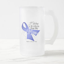 Mom Periwinkle Ribbon - Stomach Cancer Frosted Glass Beer Mug