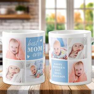 MOM Personalized Cute Mother's Day 8 Photo Collage Coffee Mug