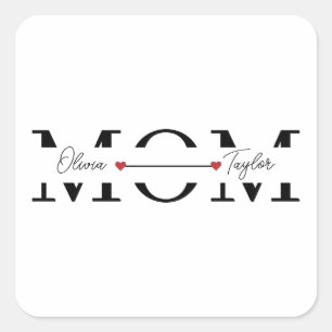 Mom Personalized Name Mother's Day Square Sticker