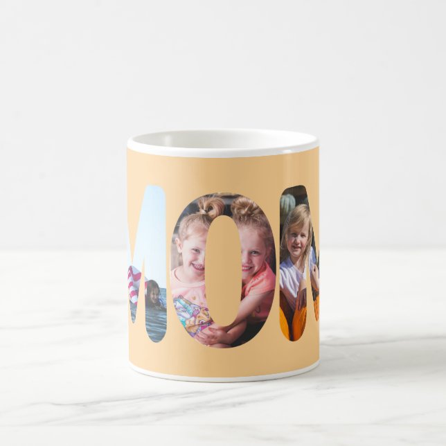 Mom Personalized Orange 3 Photo Coffee Mug (Center)