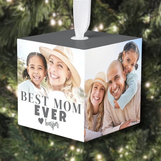 Mom Personalized Photo Christmas Cube Ornament (Best Mom Personalized Photo Cube Ornament)