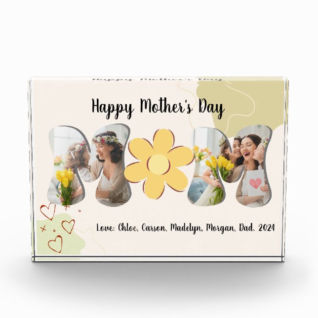 Mom Photo Block, Personalized Mother's Day Gift Block (Front)