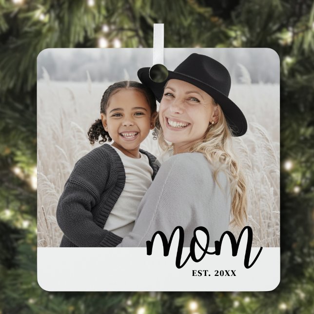 Mom Photo Christmas Metal Ornament (Mom Established Photo Christmas Metal Ornament )