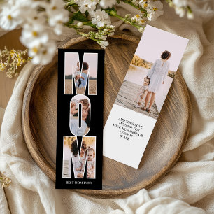 MOM Photo Collage 3 Letter Cutout BLACK CUSTOM Bookmarks