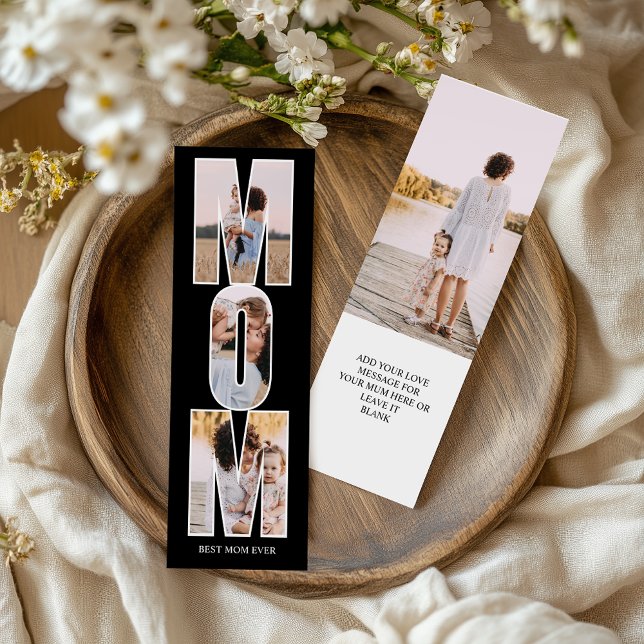 MOM Photo Collage 3 Letter Cutout BLACK CUSTOM Bookmarks (Creator Uploaded)