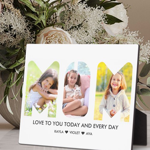 MOM Photo Collage 3 Letter Cutout Personalized Plaque