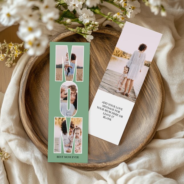 MOM Photo Collage 3 Letter Cutout SAGE CUSTOM Bookmarks (Creator Uploaded)
