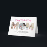 Mom Photo Collage Cutout Mother's Day Birthday Card<br><div class="desc">Celebrate the special moments with your mother with this Mom Photo Collage design. This customizable design is perfect for creating a personalized and heartfelt gift for Mother's Day and Birthday celebration. Craft a beautiful collage with the word MOM, featuring cherished moments, creating a visual journey of the precious memories you've...</div>