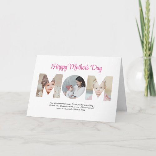 Mom Photo Collage Cutout Mothers Day Birthday Card