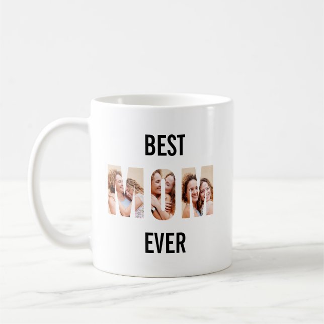 Mom Photo Collage Cutout Mother's Day Birthday Coffee Mug (Left)